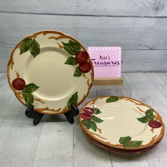 Vintage Franciscan APPLE Hand Painted California Earthenware Salad Plates Set 4 - Picture 1 of 16